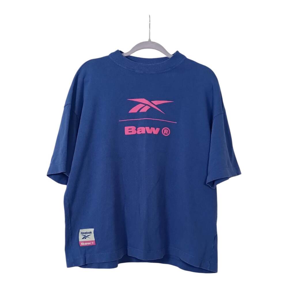 Reebok Men's Size XS Blue Baw x Reebok Collab Short Sleeve T-Shirt Pink Logo